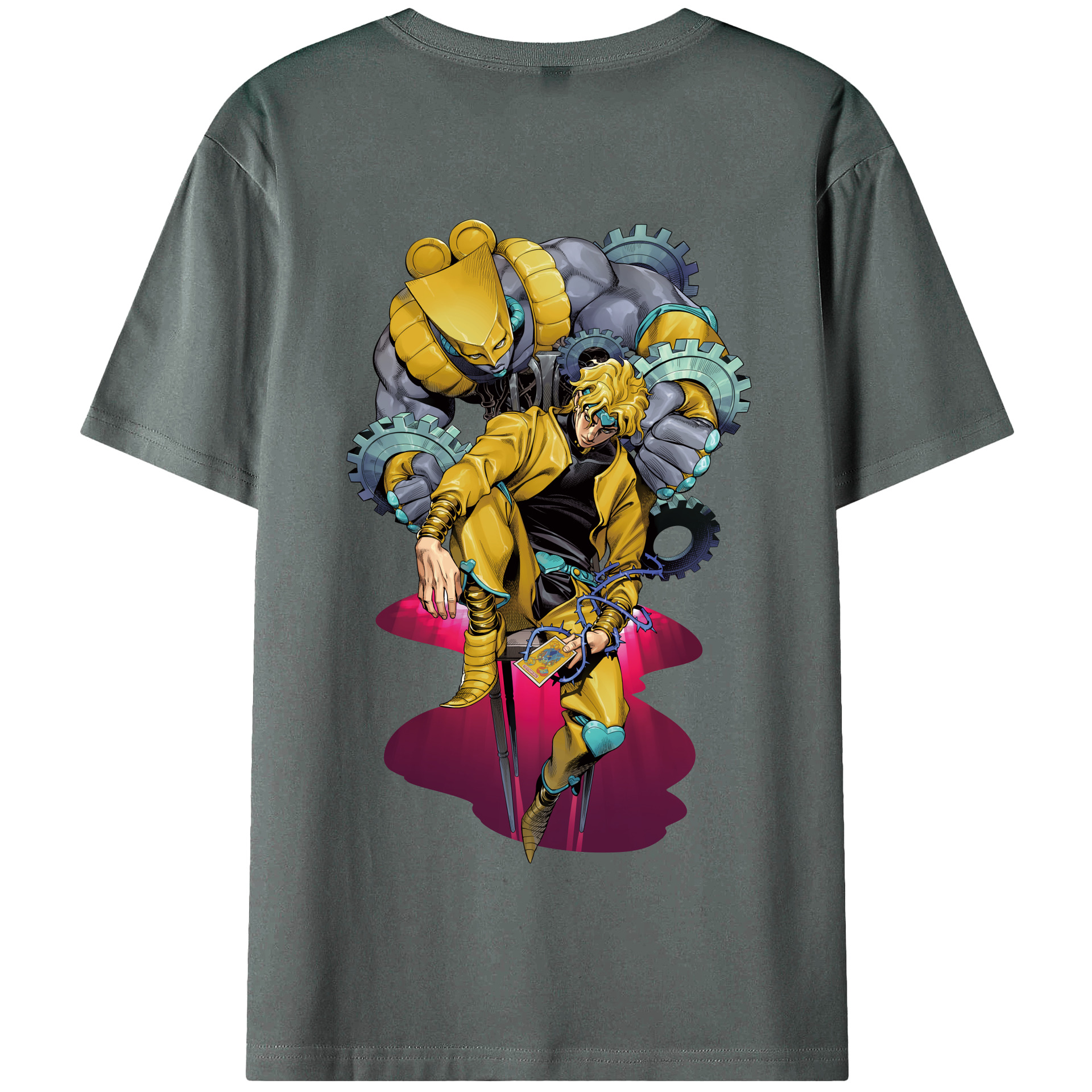 （画像用） ジョジョの奇妙な冒険 ディオ?ブランドー JoJo's Bizarre Adventure Dio Brando 綿100％半袖Tシャツ（背面プリント）